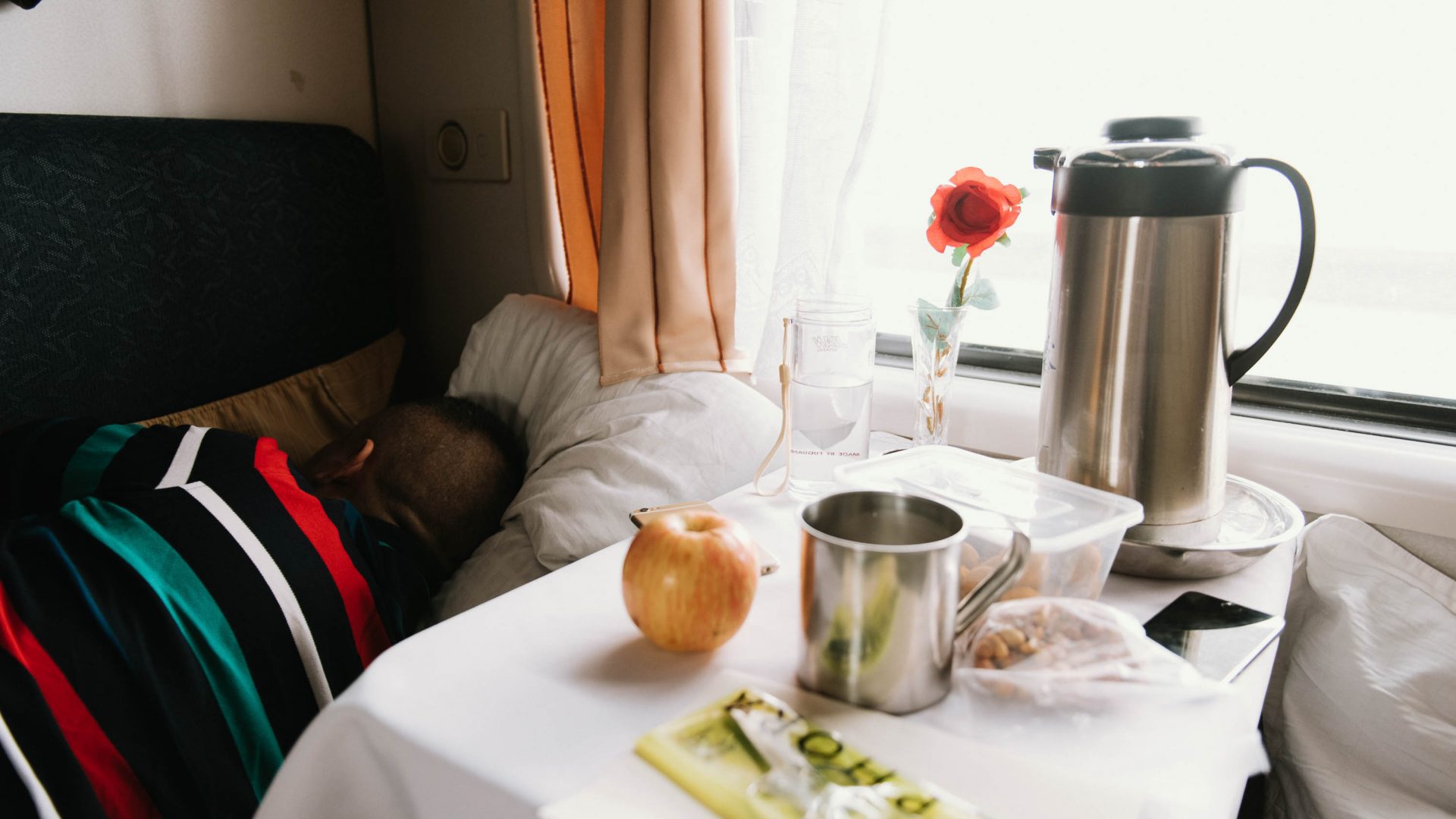 Train carriages can sometimes be a cozy, comfortable space.