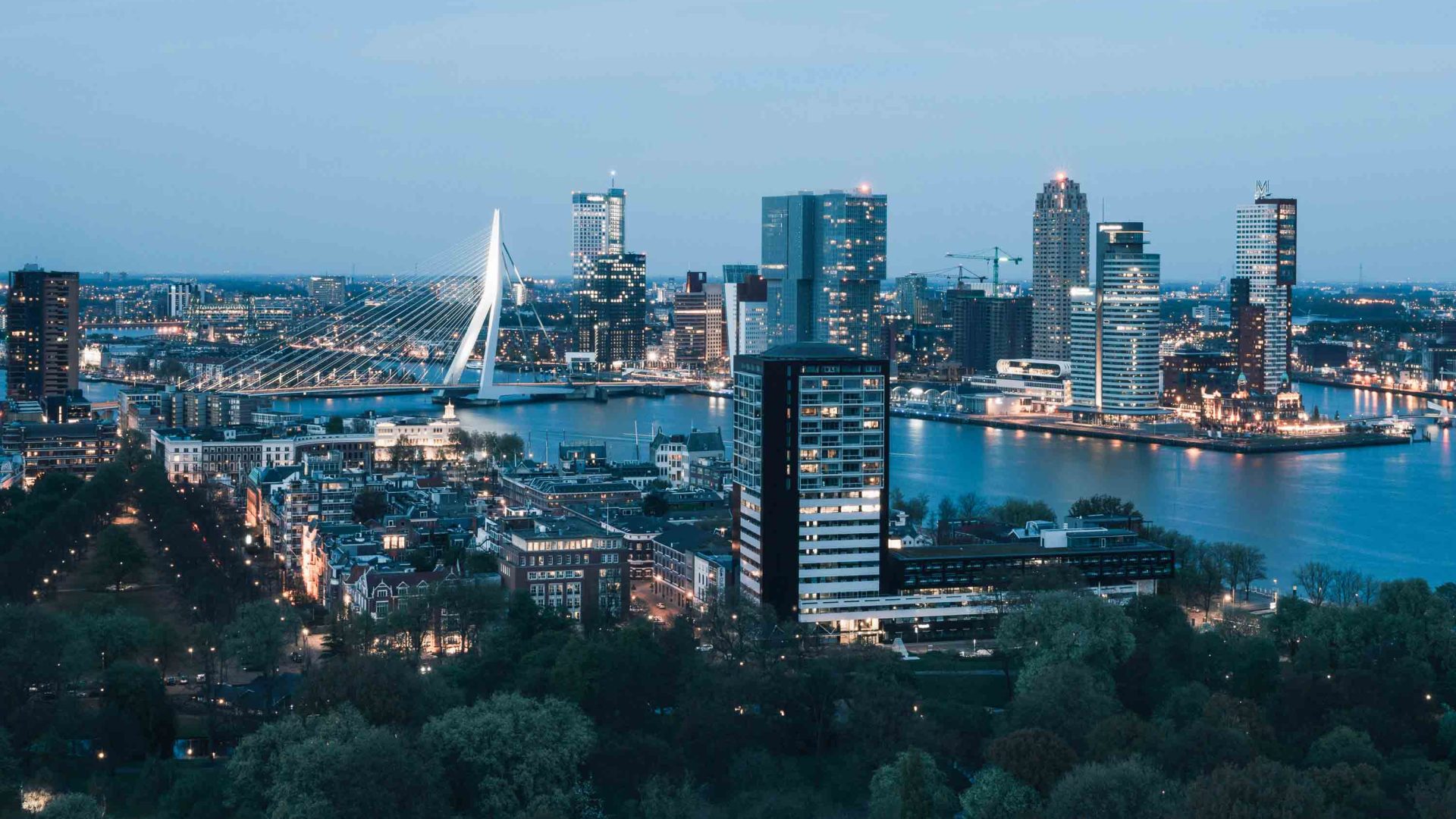 A city with a river through it.